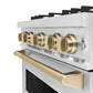 ZLINE Autograph 30" 4.2 cu. ft. Classic Gas Range with 4 Burners in DuraSnow® Stainless Steel and Champagne Bronze Accents, CGRSZ-30-CB