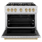 ZLINE Autograph 36" 5.2 cu. ft. Classic Gas Range with 6 Burners in DuraSnow® Stainless Steel and Champagne Bronze Accents, CGRSZ-36-CB