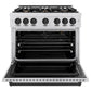 ZLINE Autograph 36" 5.2 cu. ft. Classic Gas Range with 6 Burners in DuraSnow® Stainless Steel and Matte Black Accents, CGRSZ-36-MB