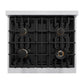 ZLINE Autograph 30" 4.2 cu. ft. Classic Gas Range with 4 Burners in DuraSnow® Stainless Steel and Polished Gold Accents, CGRSZ-30-G