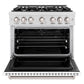 ZLINE 36" 5.2 cu. ft. Classic Dual Fuel Range with 6 Burners in DuraSnow® Stainless Steel with White Matte Door, CDRS-WM-36