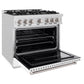 ZLINE 36" 5.2 cu. ft. Classic Dual Fuel Range with 6 Burners in DuraSnow® Stainless Steel with White Matte Door, CDRS-WM-36