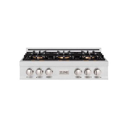 ZLINE 36" Classic Gas Rangetop with 6 Burner DuoPro™ Cooktop in Satin Stainless Steel, PCRTS-36