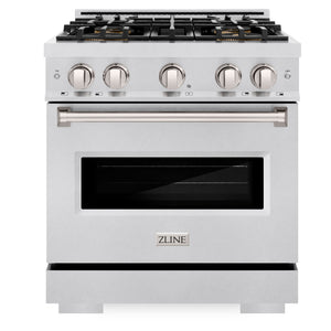 ZLINE 30" 4.2 cu. ft. Classic Dual Fuel Range with 4 Burner DuoPro™ Cooktop and Convection Oven in Satin Stainless Steel, PCDRS-30