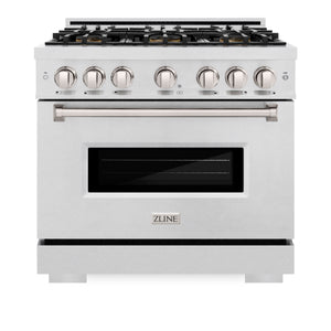ZLINE 36" 5.2 cu. ft. Classic Dual Fuel Range with 6 Burner DuoPro™ Cooktop and Electric Convection Oven in Satin Stainless, PCDRS-36