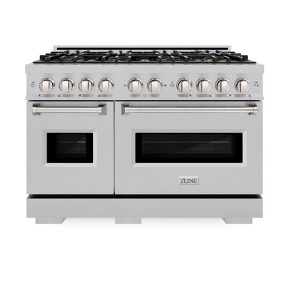 ZLINE 48" 6.7 cu. ft. Classic Dual Fuel Range with 8 Burner DuoPro™ Cooktop and Dual Ovens in Satin Stainless Steel, PCDRS-48