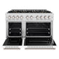 ZLINE 48" 6.7 cu. ft. Classic Dual Fuel Range with 8 Burner DuoPro™ Cooktop and Dual Ovens in Satin Stainless and White Matte, PCDRS-WM-48