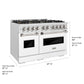 ZLINE 48" 6.7 cu. ft. Classic Dual Fuel Range with 8 Burner DuoPro™ Cooktop and Dual Ovens in Satin Stainless and White Matte, PCDRS-WM-48