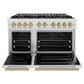 ZLINE Autograph 48" Classic Dual Fuel Range with DuoPro™ Cooktop in Satin Stainless Steel and Champagne Bronze Accents, PCDRSZ-48-CB