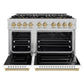 ZLINE Autograph 48" Classic Dual Fuel Range with DuoPro™ Cooktop in Satin Stainless Steel with White Doors and Bronze Accents, PCDRSZ-WM-48-CB