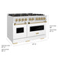 ZLINE Autograph 48" Classic Dual Fuel Range with DuoPro™ Cooktop in Satin Stainless Steel with White Doors and Bronze Accents, PCDRSZ-WM-48-CB