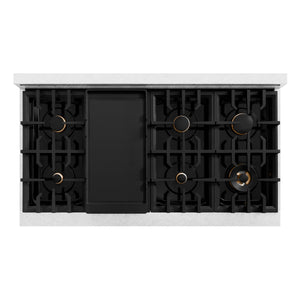 ZLINE 48" Legacy Gas Rangetop with 6 Brass Burners and Porcelain Cooktop in Satin Stainless Steel, RTS-BR-48