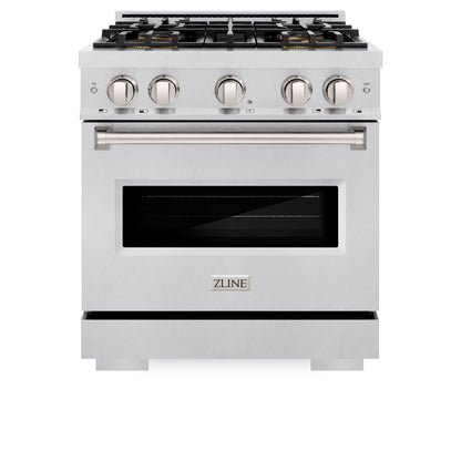 ZLINE 30" 4.2 cu. ft. Classic Gas Range with 4 Burner DuoPro™ Cooktop and Convection Gas Oven in Satin Stainless Steel, PCGRS-30