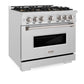 ZLINE 36" 5.2 cu. ft. Classic Gas Range with 6 Burner DuoPro™ Cooktop in Satin Stainless Steel, PCGRS-36