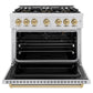 ZLINE Autograph 36" Classic Gas Range with DuoPro™ Cooktop in Satin Stainless Steel and Bronze Accents, PCGRSZ-36-CB