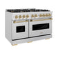 ZLINE Autograph Edition 48" Classic Gas Range with DuoPro™ Cooktop and Dual Ovens in Satin Steel and Bronze Accents, PCGRSZ-48-CB