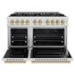 ZLINE Autograph Edition 48" Classic Gas Range with DuoPro™ Cooktop and Dual Ovens in Satin Steel and Bronze Accents, PCGRSZ-48-CB