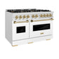 ZLINE Autograph 48" Classic Gas DuoPro™ Range in Satin Stainless Steel with White Matte Doors and Bronze Accents, PCGRSZ-WM-48-CB