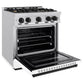 ZLINE Autograph 30" 4.2 cu. ft. Classic Dual Fuel Range with 4 Burners in Stainless Steel with White Matte Door and Matte Black Accents, CDRZ-WM-30-MB