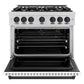 ZLINE Autograph 36" 5.2 cu. ft. Classic Gas Range with 6 Burners in Stainless Steel with White Matte Door and Matte Black Accents, CGRZ-WM-36-MB