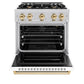 ZLINE Autograph 30" 4.2 cu. ft. Classic Gas Range with 4 Burners in DuraSnow® Stainless Steel with White Matte Door and Polished Gold Accents, CGRSZ-WM-30-G