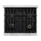 ZLINE Autograph 30" 4.2 cu. ft. Classic Gas Range with 4 Burners in DuraSnow® Stainless Steel with White Matte Door and Polished Gold Accents, CGRSZ-WM-30-G