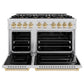 ZLINE Autograph 48" 6.7 cu. ft. Classic Double Oven Gas Range with 8 Burners in Stainless Steel and Polished Gold Accents, CGRZ-48-G