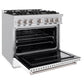 ZLINE 36" 5.2 cu. ft. Classic Gas Range with 6 Burners in Stainless Steel with White Matte Door, CGR-WM-36