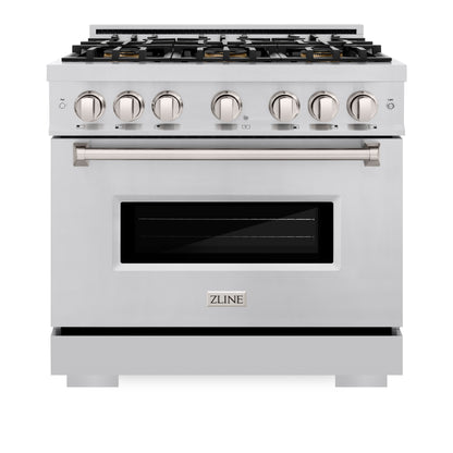 ZLINE 36" 5.2 cu. ft. Classic Dual Fuel Range with 6 Burner DuoPro™ Cooktop and Convection Oven in Stainless Steel, PCDR36
