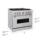 ZLINE 36" 5.2 cu. ft. Classic Dual Fuel Range with 6 Burner DuoPro™ Cooktop and Convection Oven in Stainless Steel, PCDR36