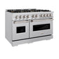 ZLINE 48" 6.7 cu. ft. Classic Dual Fuel Range with 8 Burner DuoPro™ Cooktop and Dual Ovens in Stainless Steel, PCDR48