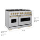 ZLINE Autograph Edition 48" Classic Dual Fuel Range with 8 Burner DuoPro™ Cooktop in Stainless Steel with Bronze Accents, PCDRZ-48-CB