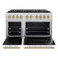 ZLINE Autograph Edition 48" Classic Dual Fuel Range with 8 Burner DuoPro™ Cooktop with White Doors and Bronze Accents, PCDRZ-WM-48-CB