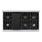 ZLINE Autograph Edition 48" Classic Dual Fuel Range with 8 Burner DuoPro™ Cooktop with White Doors and Bronze Accents, PCDRZ-WM-48-CB