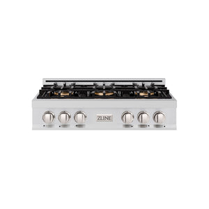 ZLINE 36" Classic Gas Rangetop with 6 Burner DuoPro™ Cooktop in Stainless Steel, PCRT36
