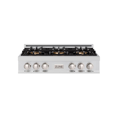 ZLINE 36" Classic Gas Rangetop with 6 Burner DuoPro™ Cooktop in Stainless Steel, PCRT36