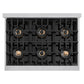 ZLINE Autograph 36" Classic Gas Rangetop with 6 Burner DuoPro™ Cooktop in Stainless Steel and Polished Gold Accents, PCRTZ-36-G