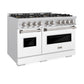ZLINE 48" 6.7 cu. ft. Classic Gas Range with 8 Burner DuoPro™ Cooktop and Dual Ovens with White Matte Doors, PCGR-WM-48
