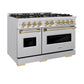 ZLINE Autograph 48" Classic Gas Range with 8 Burner DuoPro™ Cooktop in Stainless Steel with Champagne Bronze Accents, PCGRZ-48-CB