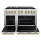 ZLINE Autograph 48" Classic Gas Range with 8 Burner DuoPro™ Cooktop in Stainless Steel with Champagne Bronze Accents, PCGRZ-48-CB