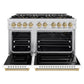 ZLINE Autograph Edition 48" Classic Gas Range with 8 Burner DuoPro™ Cooktop with White Doors and Champagne Bronze Accents, PCGRZ-WM-48-CB