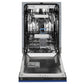 ZLINE Tallac 18-Inch Top Control Built-In Dishwasher, Blue Matte Panel, Traditional Handle, 51 dBA, DWV-BM-18
