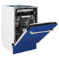ZLINE Tallac 18-Inch Top Control Built-In Dishwasher, Blue Matte Panel, Traditional Handle, 51 dBA, DWV-BM-18