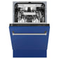 ZLINE Tallac 18-Inch Top Control Built-In Dishwasher, Blue Matte Panel, Traditional Handle, 51 dBA, DWV-BM-18