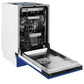 ZLINE Tallac 18-Inch Top Control Built-In Dishwasher, Blue Matte Panel, Traditional Handle, 51 dBA, DWV-BM-18