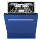 ZLINE Tallac 24-Inch Top Control Built-In Dishwasher, Blue Matte Panel, Traditional Handle, 51 dBA, DWV-BM-24