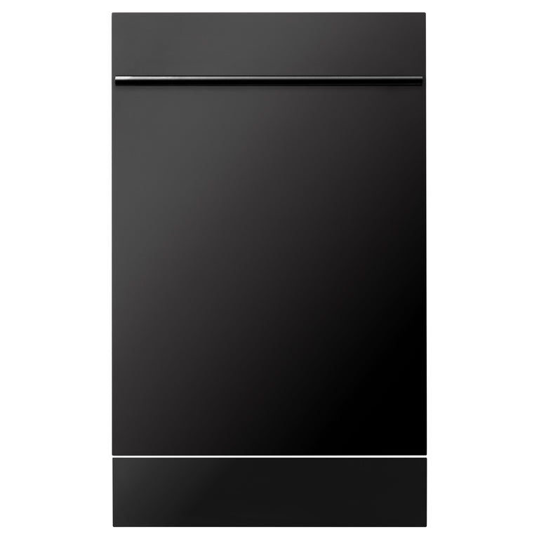 ZLINE 18 Inch Compact Black Stainless Steel Top Control Dishwasher with Stainless Steel Tub and Modern Style Handle, DW-BS-H-18