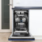 ZLINE Tallac 18-Inch Top Control Built-In Dishwasher, Blue Matte Panel, Traditional Handle, 51 dBA, DWV-BM-18