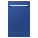 ZLINE Tallac 18-Inch Top Control Built-In Dishwasher, Blue Matte Panel, Traditional Handle, 51 dBA (DWV-BM-18)