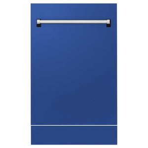 ZLINE Tallac 18-Inch Top Control Built-In Dishwasher, Blue Matte Panel, Traditional Handle, 51 dBA (DWV-BM-18)
